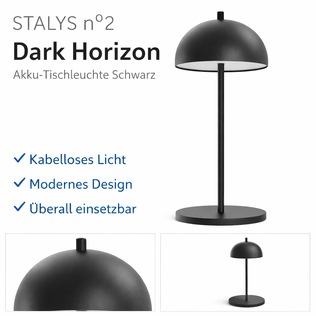STALYS n°2 Dark Horizon Akku-Tischleuchte Schwarz in 38x12x13,5cm